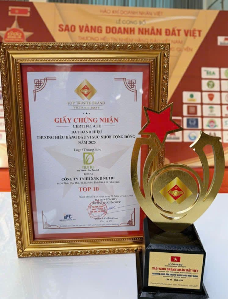 DNUTRI - TOP 10 THƯƠNG HIỆU HÀNG ĐẦU VÌ SỨC KHỎE CỘNG ĐỒNG 2025